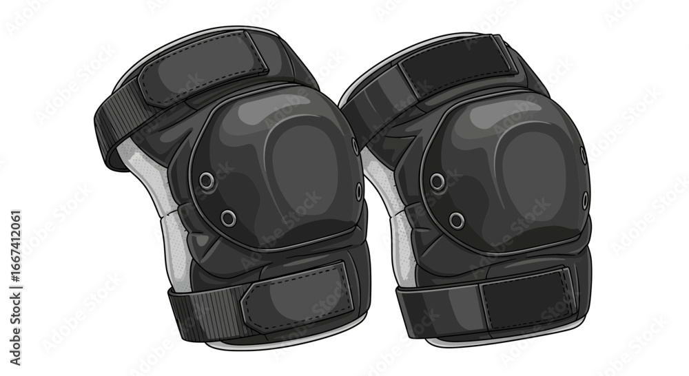 Naklejka premium Pair of durable and stylish black knee pads offering protection during sports