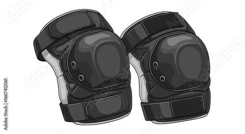 Pair of durable and stylish black knee pads offering protection during sports