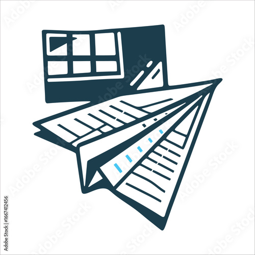 Tax Form Paper Airplane Illustration Tax Day April 15 Folded paper airplane from a tax form sharp angula
