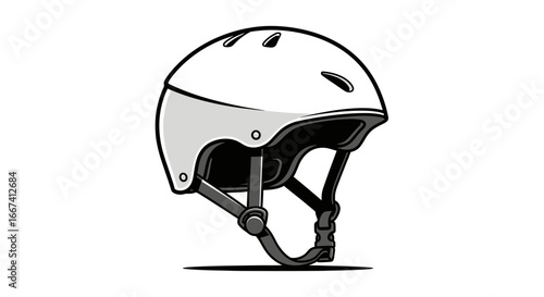 Stylized Monochrome Vector Illustration of Protective Sports Helmet