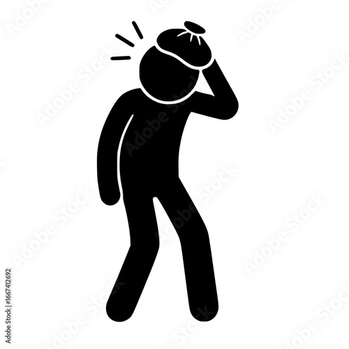 Stickman with Ice Pack on Head SVG Clip Art