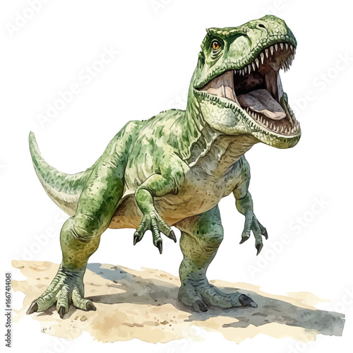 Allosaurus, watercolor drawing vector, isolated on a white background.