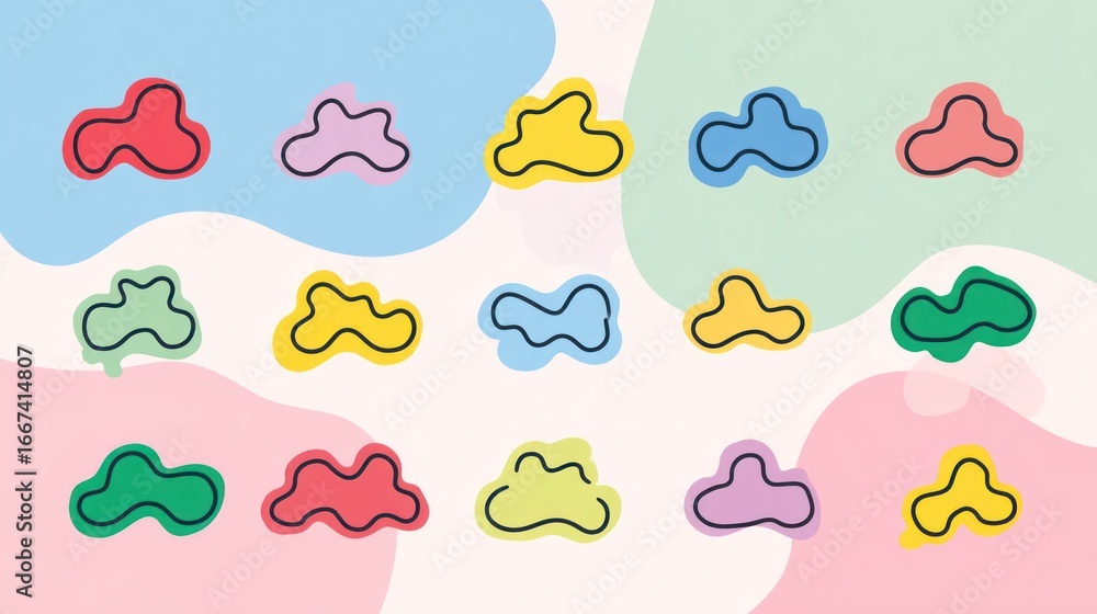 Fototapeta premium Abstract cloud shapes on a pastel background