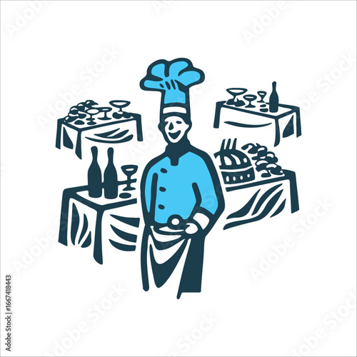Chef at Food Festival Illustration Graphic Fete de la Gastronomie Septembre A chefs toque hat