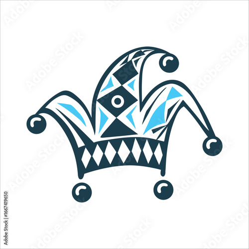 Geometric Jester Hat Icon for April Fools' Day April Fools Day Jesters hat with bells geometric playful