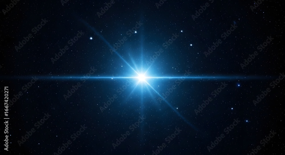 Fototapeta premium Stunning Cosmic Display of a Brilliant Star in a Dark Starry Sky with Twinkling Celestial Bodies
