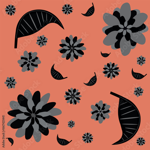 Warm terracotta background with floral pattern. Earthy and natural, perfect for eco packaging, boho fashion, and textiles.