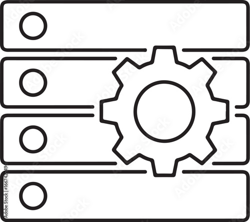 Vector art of server rack with gear icon,data management 