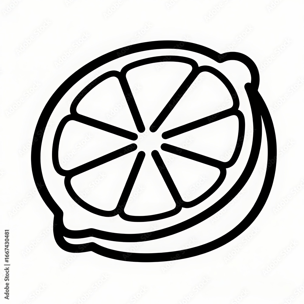 Obraz premium Flat black & white outline of a calamansi lime