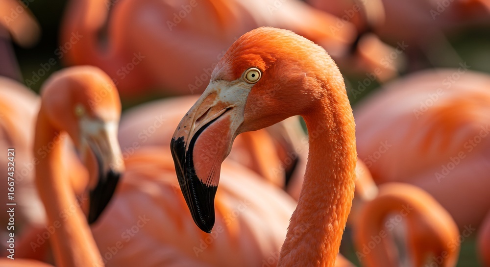 Obraz premium アメリカフラミンゴ群れ写真素材