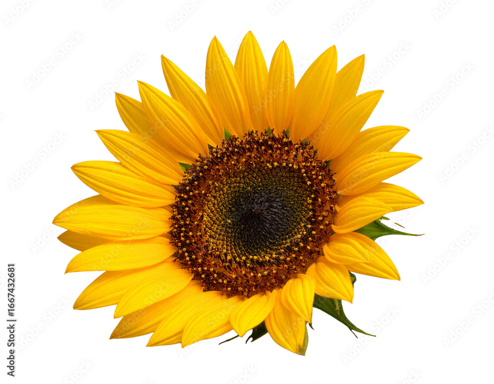 Fototapeta premium Angled Side View of Sunflower and Seeds, Realistic Close-Up, Isolated PNG
