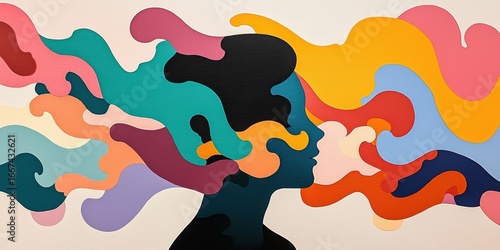 Mental health an abstract depiction of schizophrenia surrounded by swirling colors in a vibrant environment