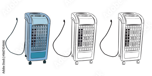 Portable air conditioner with caster feet. Isolated on a transparent background-01.eps
