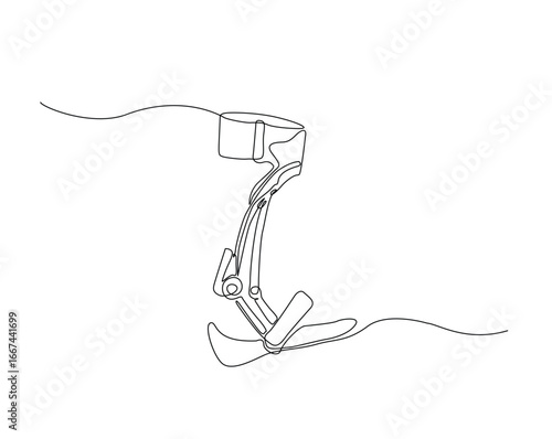 Ankle foot orthosis equipment outline illustration. Continuous line drawing of foot orthosis.