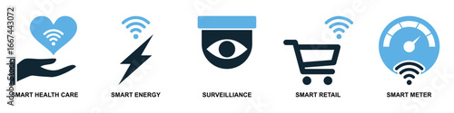 Set internet of things icon vector for smart devices, interconnected networks, and data exchange. Useful for illustrating automated homes, future technology, and IoT solutions.