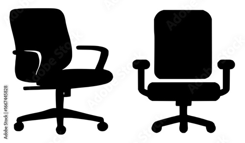 Silhouettes of Office Chairs on White Background
