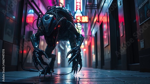 Techno Cyberhound in Urban Alley
