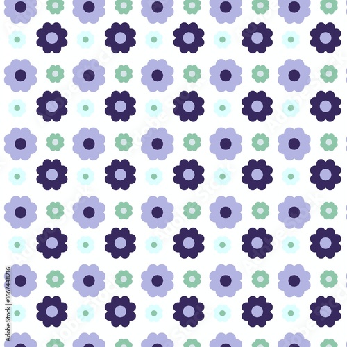Seamless Floral Pattern with Purple and Green Flowers