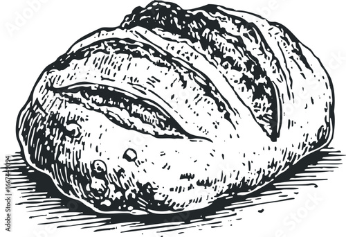 Textured hand drawn loaf of bread