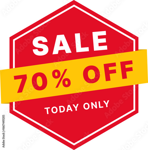 70 percent discount label - today only