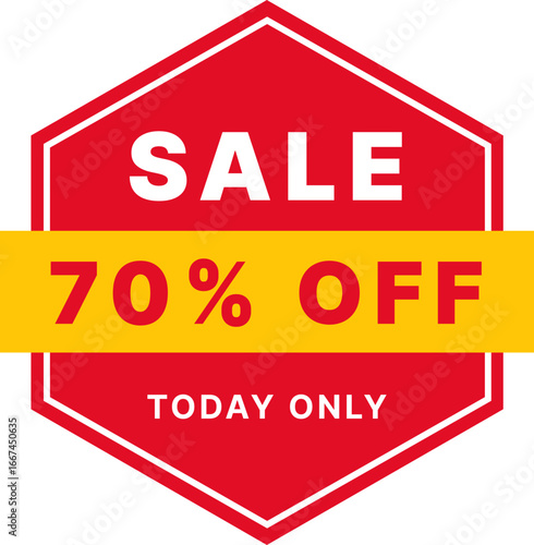 70 percent discount label - today only