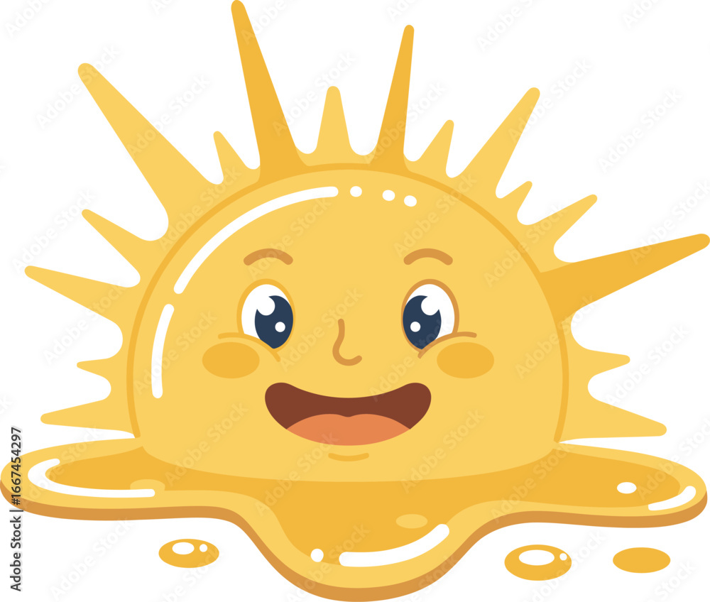Obraz premium Happy Melting Sun Cartoon Character Illustration.