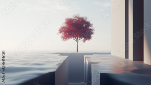 Minimal Red Background Abstract Illustration