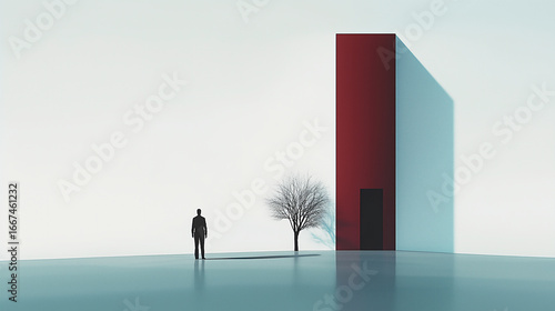 Minimal Red Background Abstract Illustration