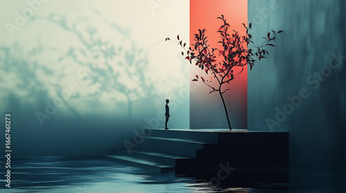 Minimal Red Background Abstract Illustration