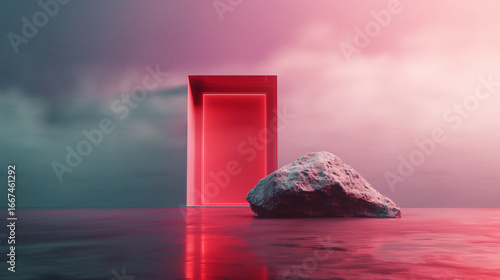 Minimal Red Background Abstract Illustration