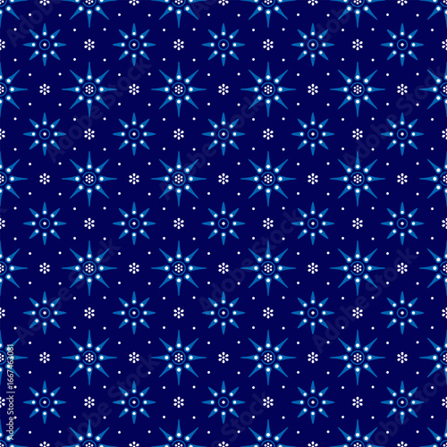Batik truntum classic in blue seamless pattern. Traditional Javanese batik pattern. good for fabric, wallpaper, textile, fashion design, background.