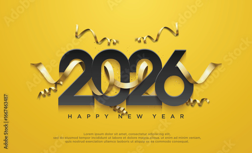 Happy New Year 2026. Premium vector design for Happy New Year 2026 greetings and celebrations.