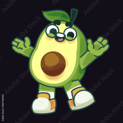 Cute Avocado Cartoon Character Vector Illustration