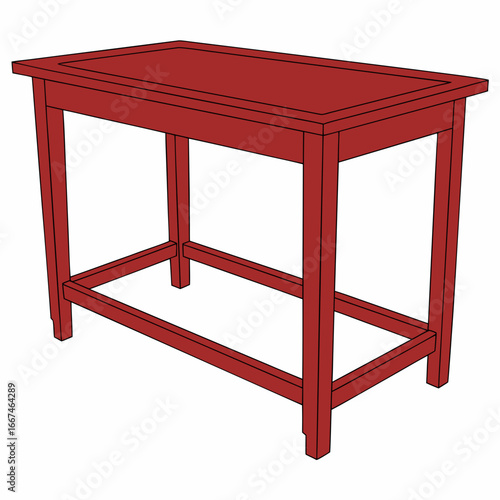 Red Wooden Table Vector