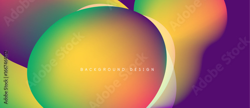 Abstract fluid shapes blend vibrant colors. Gradient transitions create dynamic visual effect. Modern design suitable for backgrounds.
