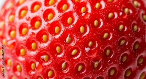 Wallpaper Mural Macro view of fresh strawberry texture close up detail of bright red fruit with tiny seeds Torontodigital.ca