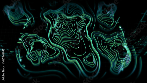 Futuristic Holographic Terrain environment, geomorphology, topography motion graphic user interface head up display screen