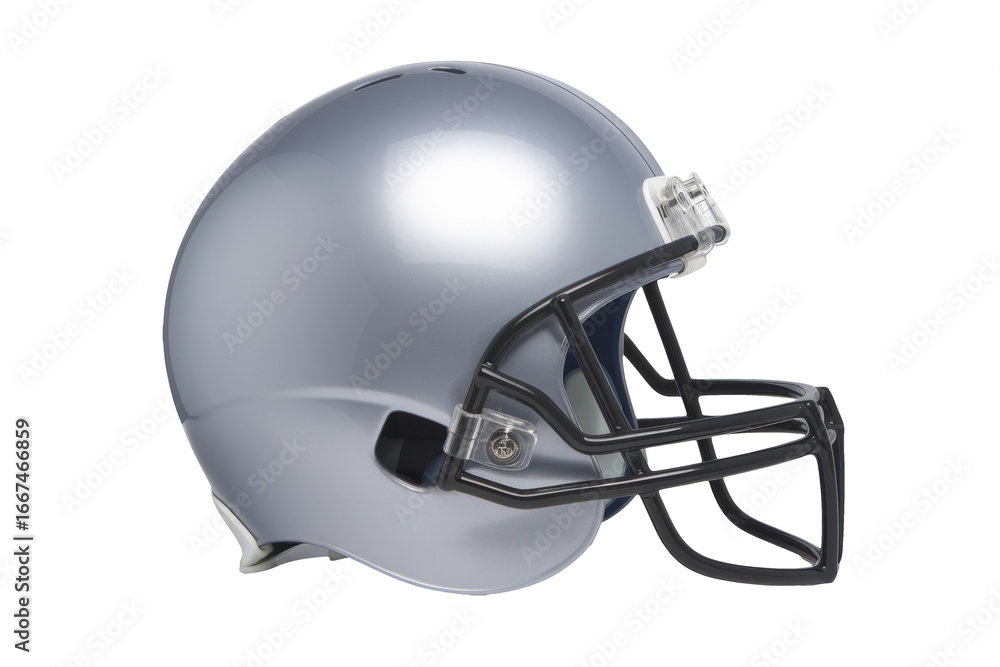 Naklejka premium silver football helmet on white background
