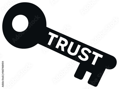 Key of trust vector: symbol of reliability, integrity, and confidence