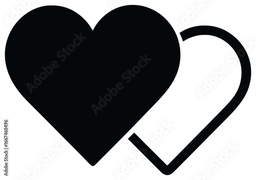 Heart icon vector | overlapping love symbols for valentine's day, romantic design elements