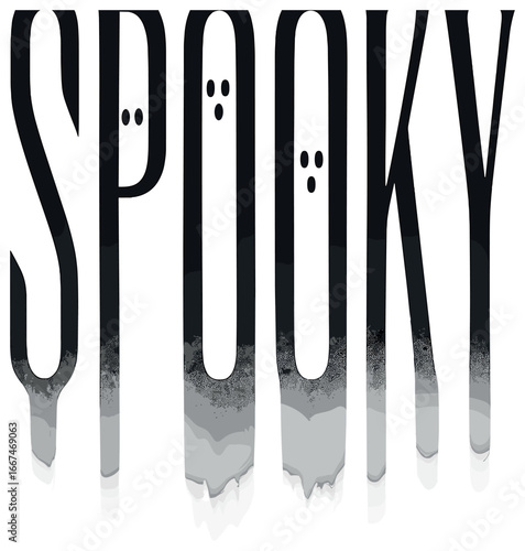 Spooky halloween text vector: ghostly spectral lettering for scary holiday designs