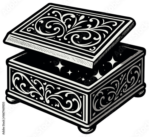 Elegant jewelry container vector: intricate box design for decoration and storage solutions