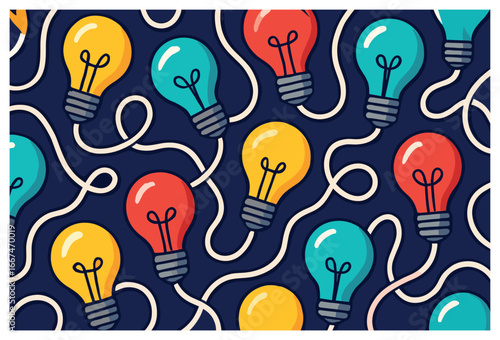 Vibrant bulb connections pattern for creative ideas and innovation concepts - energy vector background
