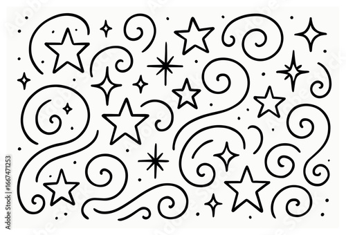 Whimsical starry swirls vector for festive and dreamy holiday designs
