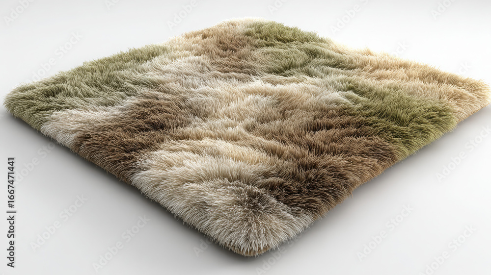Fototapeta premium Soft fluffy fur rug with natural brown and green shades
