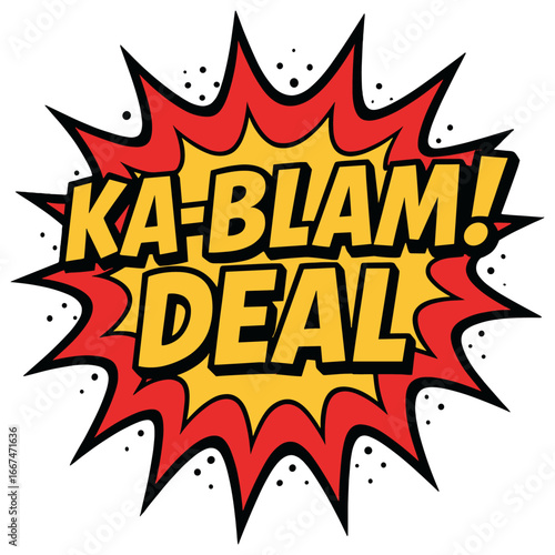 Comic style sale explosion vector – ka-blam deal burst for promotional design