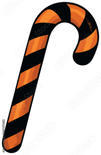 Halloween candy cane vector: spooky seasonal twist with orange and black design