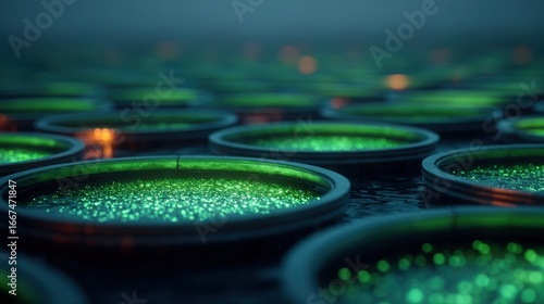 High Fidelity Visualization of Abstract Microalgae Farms in Environments with Low Light