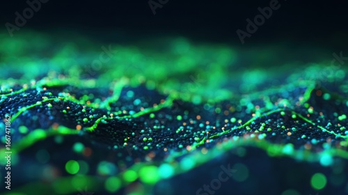 Abstract Visualization of Microalgae Farms Demonstrating High Fidelity and Detail in Nature