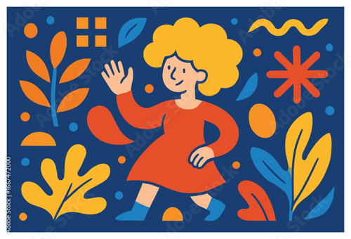 Whimsical afro abstraction vector: vibrant, playful design celebrating creativity and joy